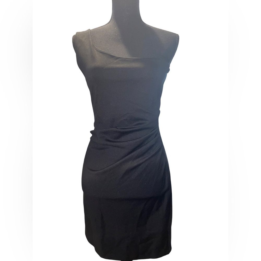 Zara ruched one shoulder black dress